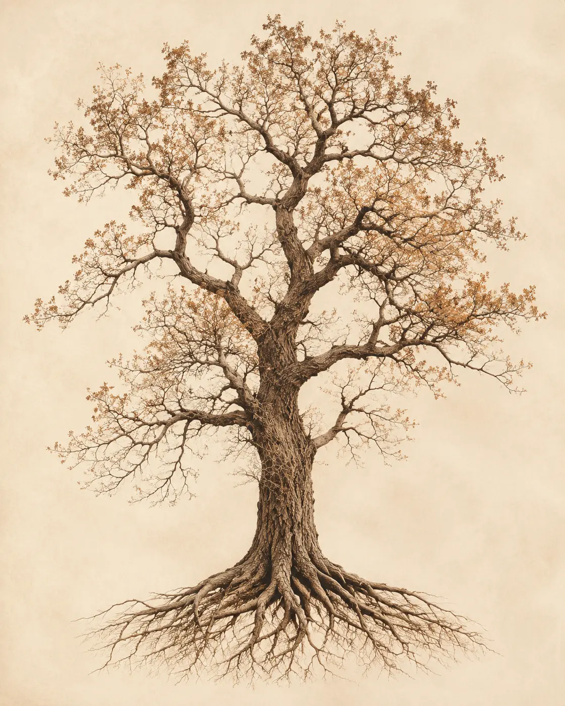 A rooted, branching tree representing growth through legal practice and teaching.